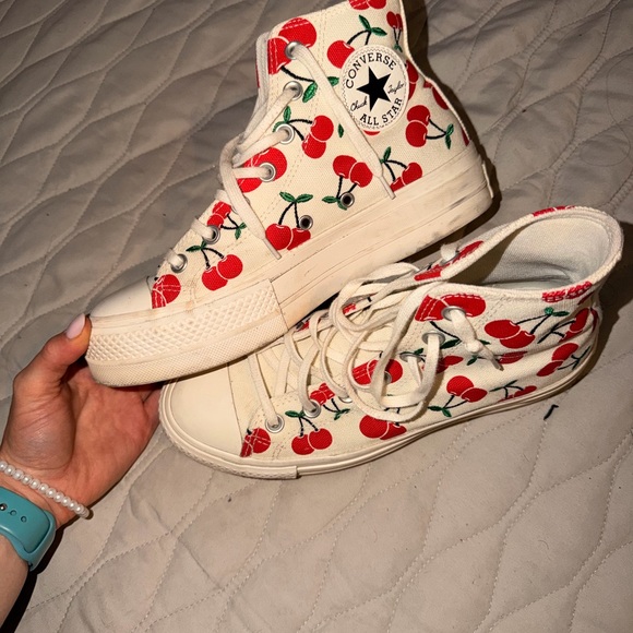 Converse White and Red Cherry Sneakers - Picture 2 of 5